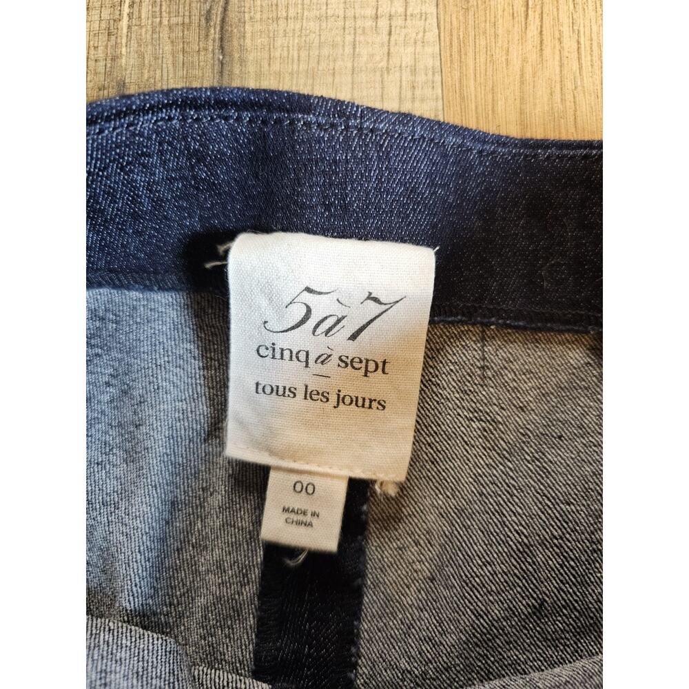 Cinq A Sept Jessi Double Belt Crop Kick Flare Denim Pants Women's Size 00 - Picture 2 of 4